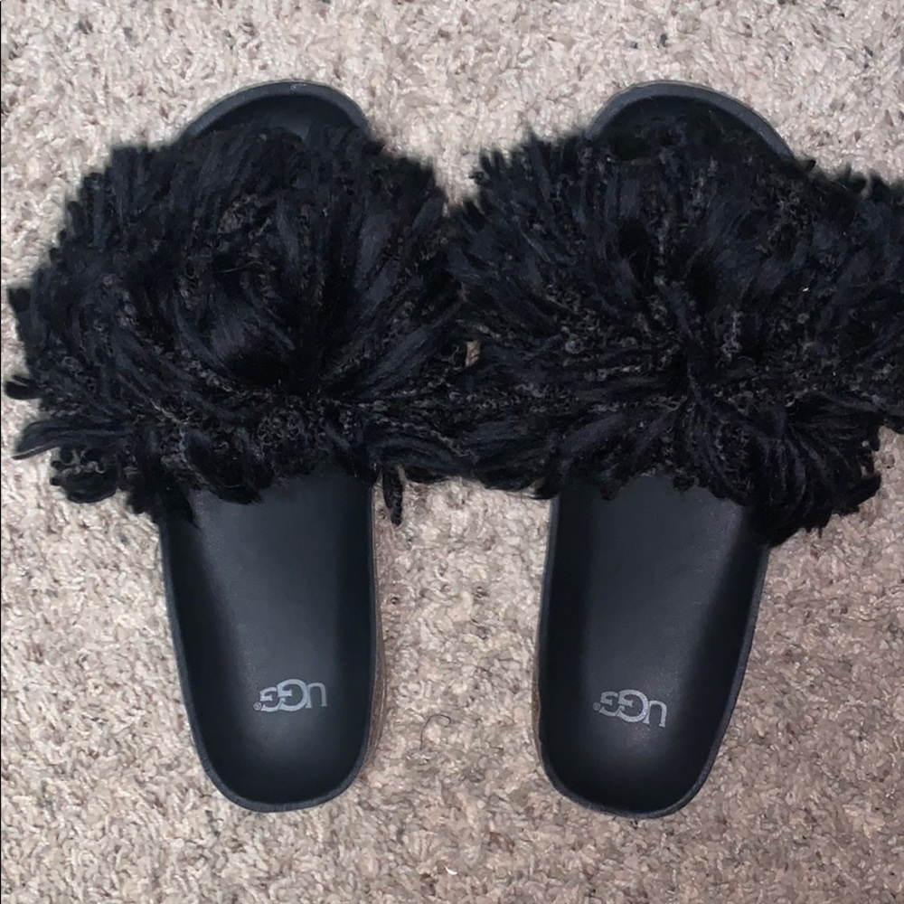 Brand new black ugg fluffy slides